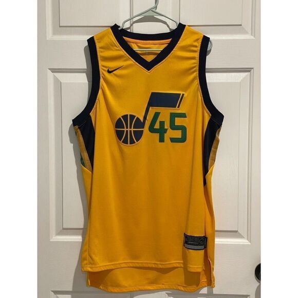 Nike Donovan Mitchell NBA Utah Jazz Green Alternate Swingman Gold Jersey - Picture 1 of 10